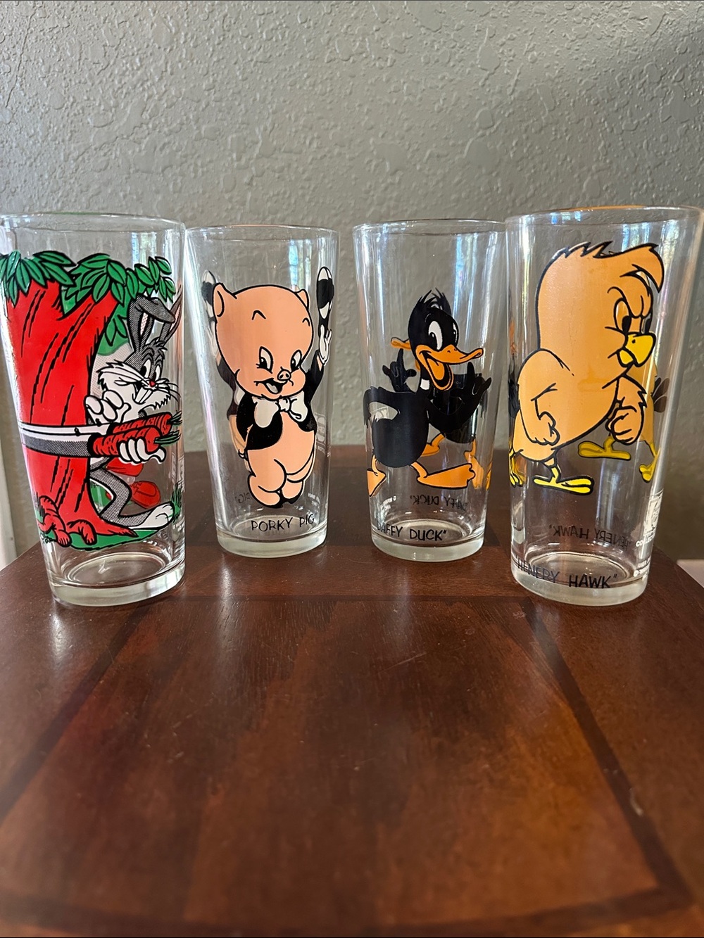 VTG 1970s Pepsi Looney Tunes Glasses Set of 4 Henery Hawk Bugs/Elmer Daffy Porky